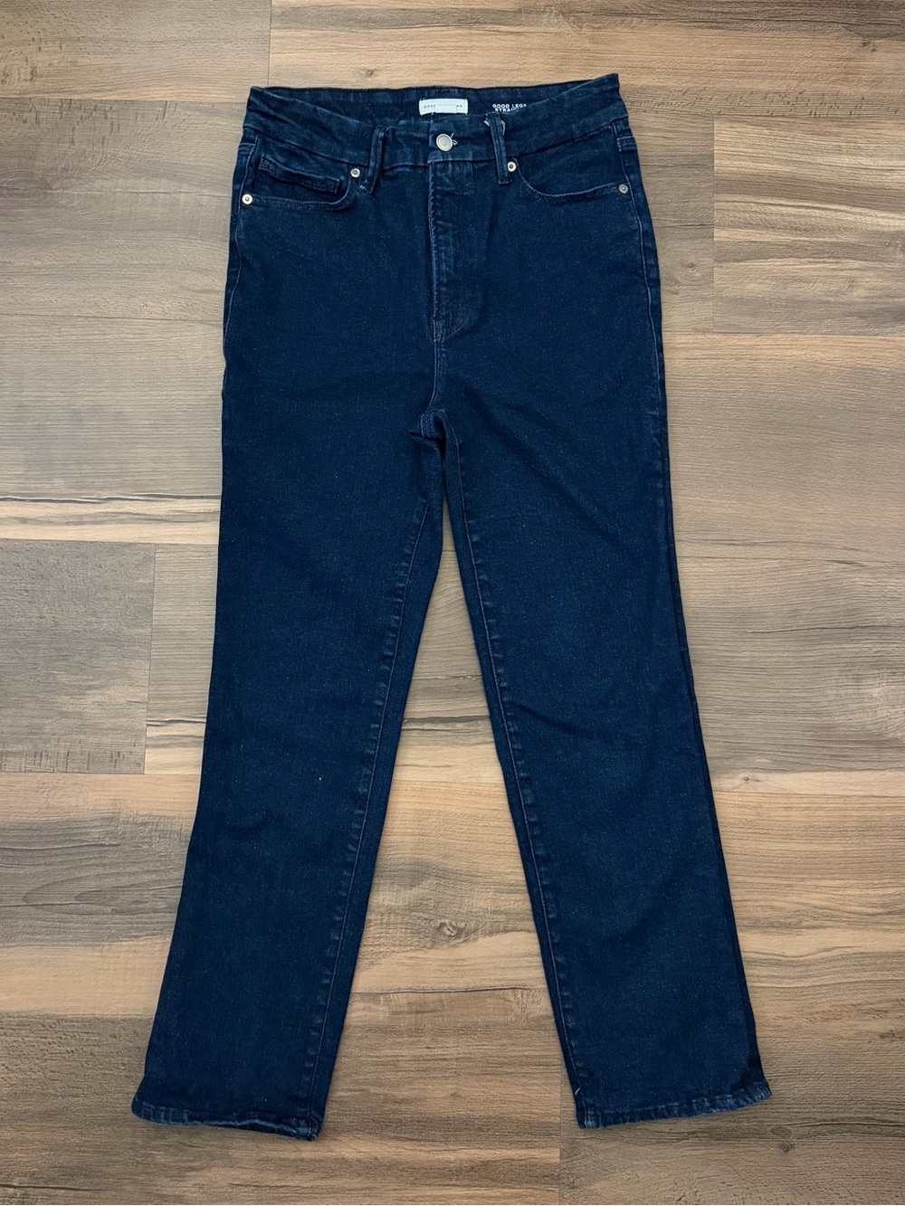 Good American Good Legs Mid-Rise Straight Leg Dark Wash Indigo Jeans Size 6-12